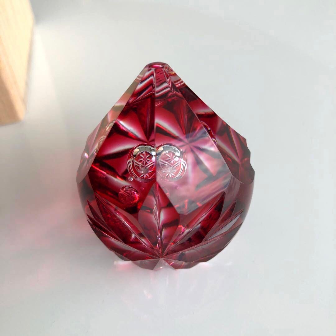 島津 薩摩切子 薩摩の雫 ペパーウエイト 未使用