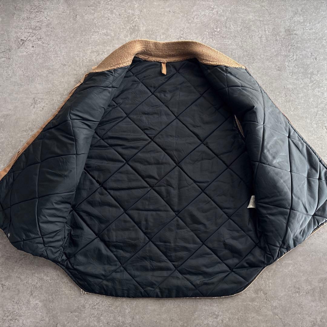 80's■USA製■carhartt 【L】ダックベスト 腰ゴム ベージュ