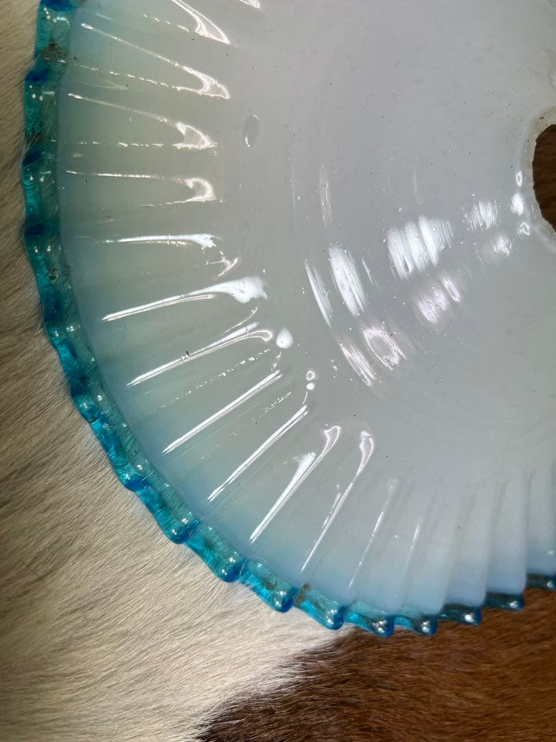 乳白 青色 色硝子 電傘 電笠 シェードランプ 氷コップ アンティーク