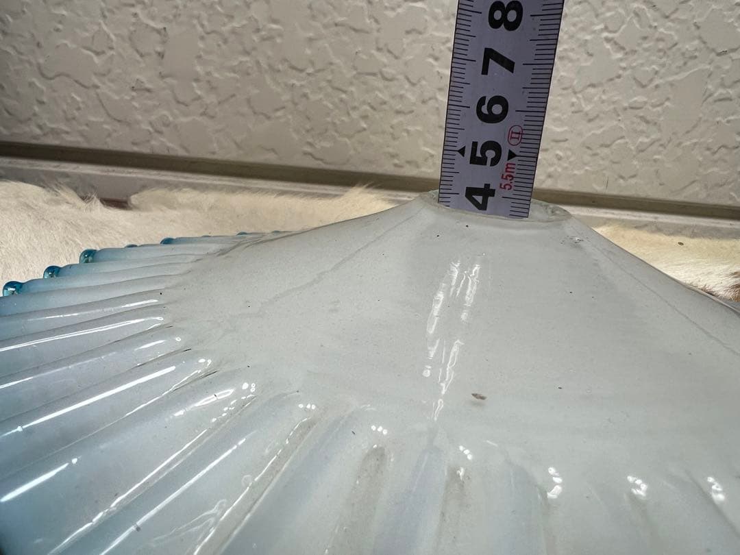 乳白 青色 色硝子 電傘 電笠 シェードランプ 氷コップ アンティーク