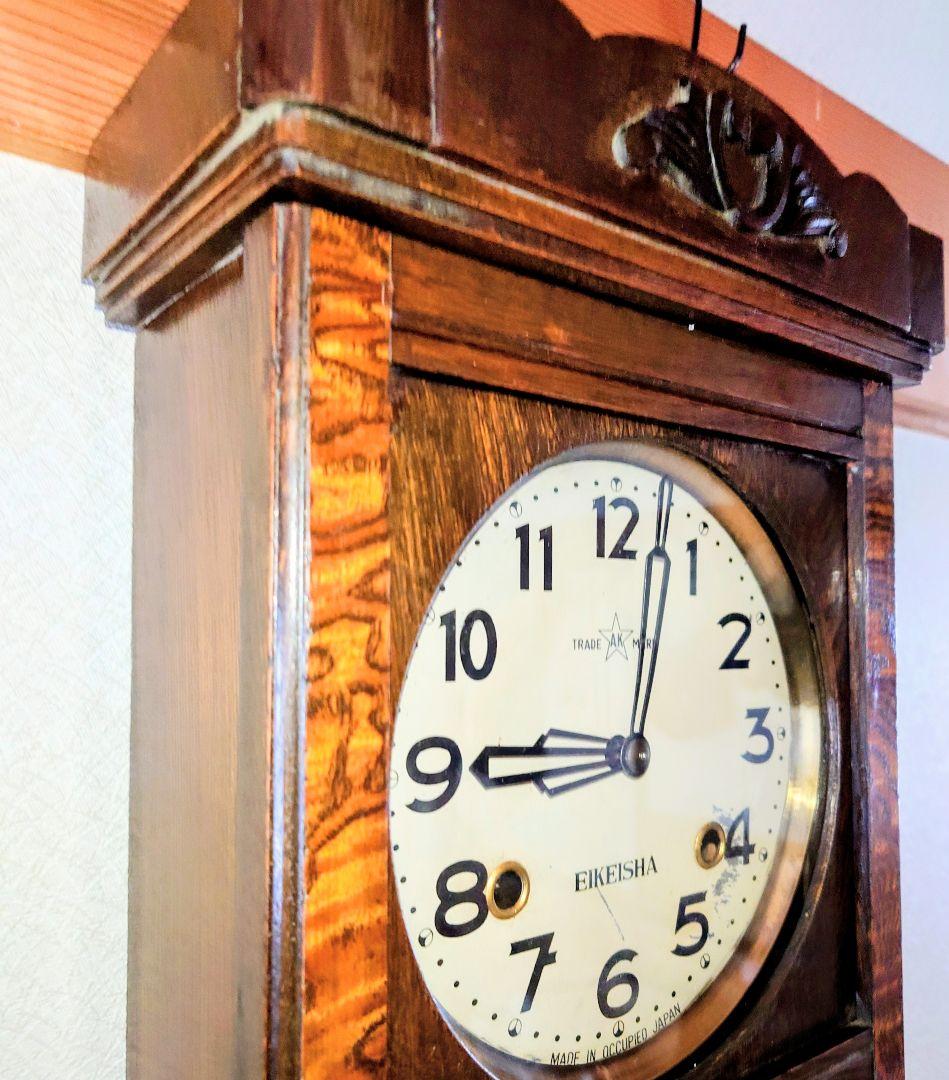 〈完動・美品〉栄計舎　OCCUPIED JAPAN　本打式宮型ゼンマイ振り子時計