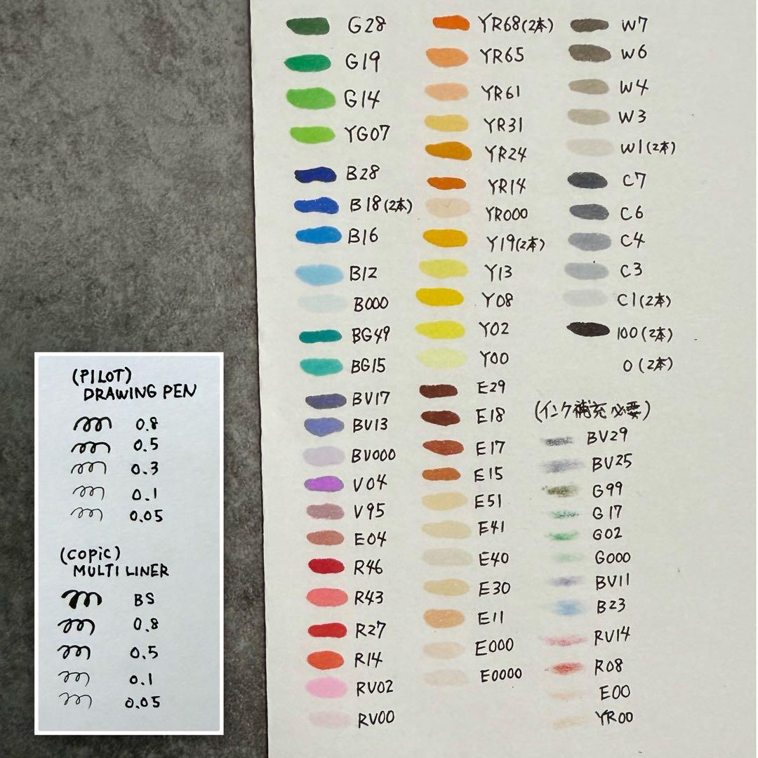 Copic コピック77本 バリオスインク8本 黒ペン10本 まとめ 大量