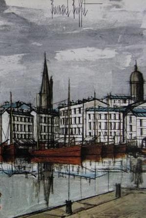 ベルナール・ビュッフェ「La Rochelle」希少画集の額装画、人気作品