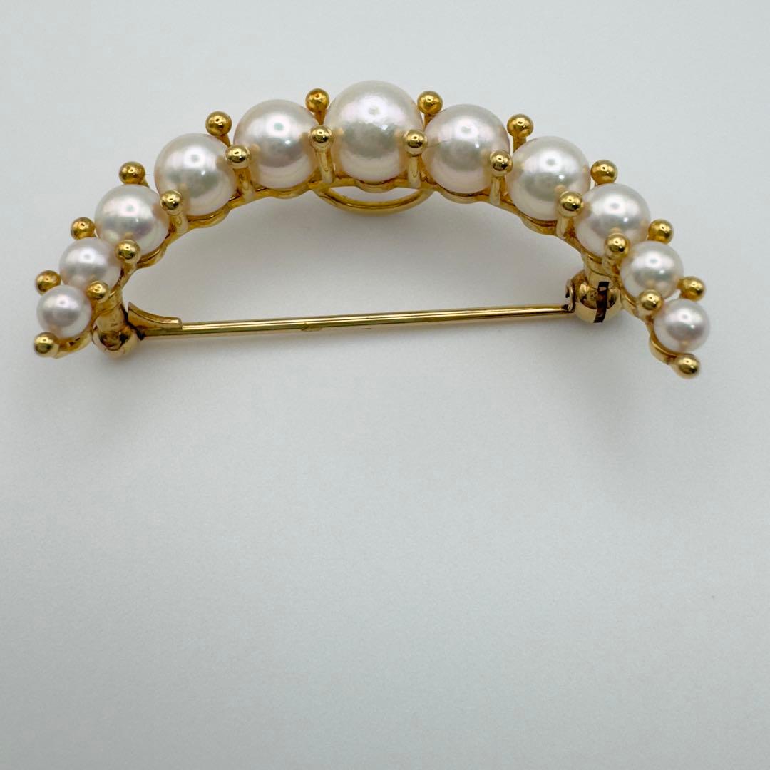 ○✨美品✨ミキモト アコヤ真珠三日月ブローチk18