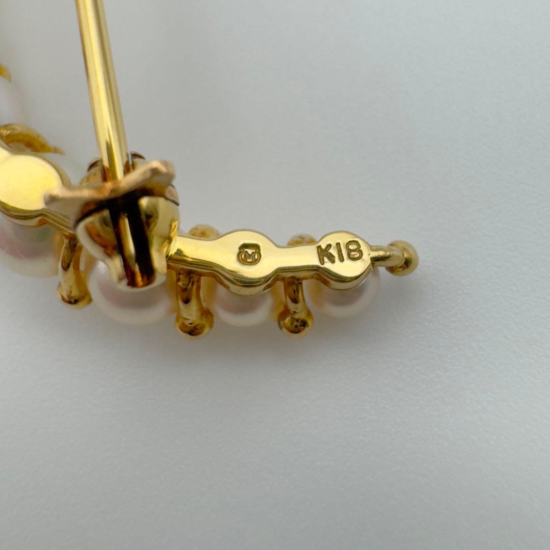 ○✨美品✨ミキモト アコヤ真珠三日月ブローチk18