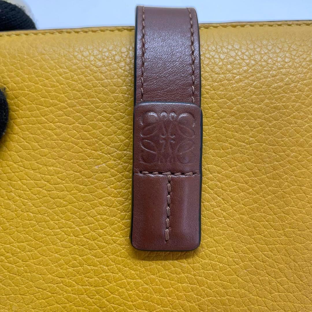 1575 LOEWE ロエベ 折り財布 アナグラム レザー イエロー