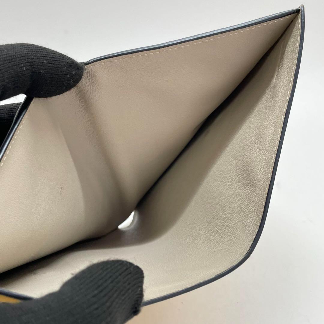 1575 LOEWE ロエベ 折り財布 アナグラム レザー イエロー