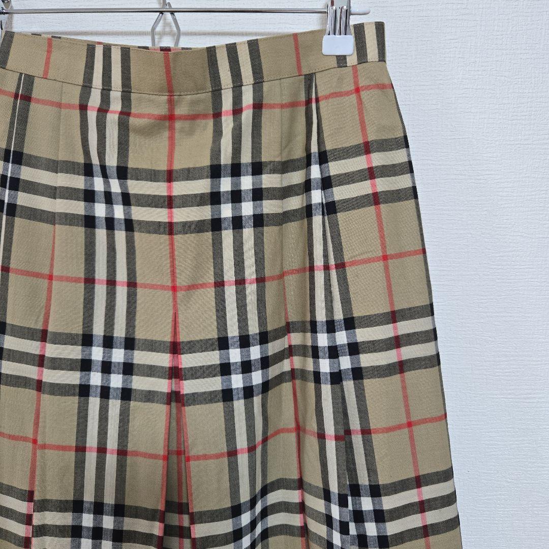 美品 BURBERRYS プリーツ フレア スカート ノバチェック柄 ウール