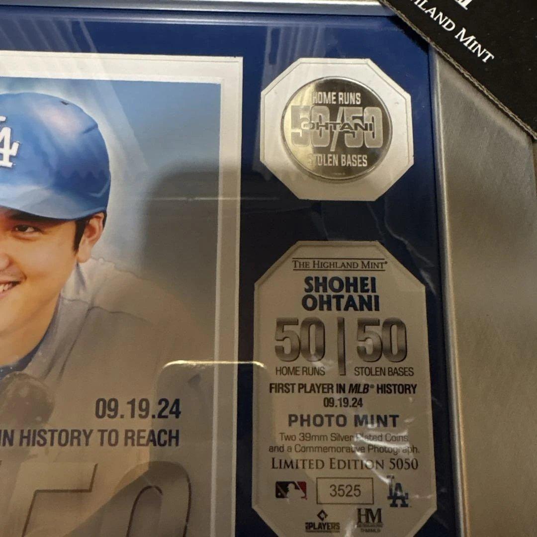 大谷翔平50-50達成記念ダブルフォトミントシリアル番号付き新品