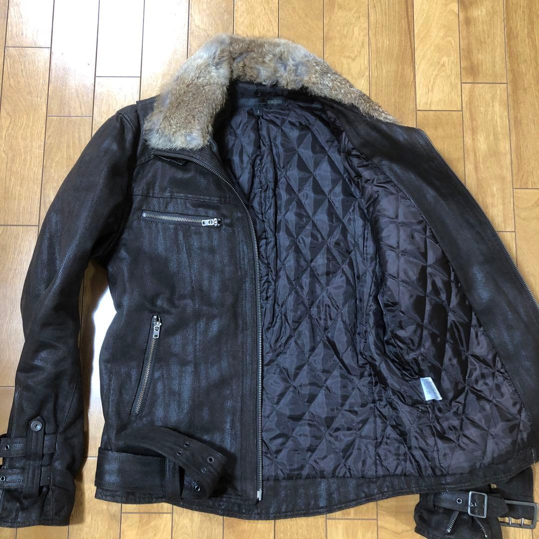♠️SCHLUSSEL♠️フェイクスエードライダースジャケット⭐️裏地中綿キルティング