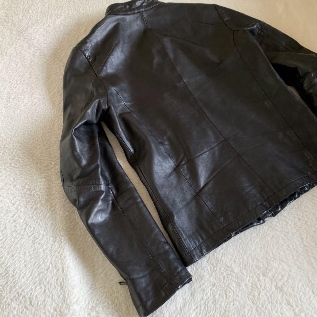 ゴスタールジフーガ 馬革 シングルライダース 総柄 裏地　レザージャケット　黒