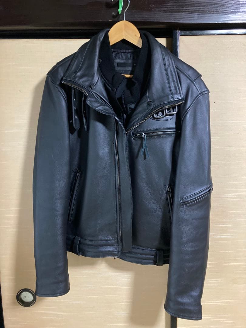 LiugooLeathers 革ジャン レザージャケット 着脱インナー XL