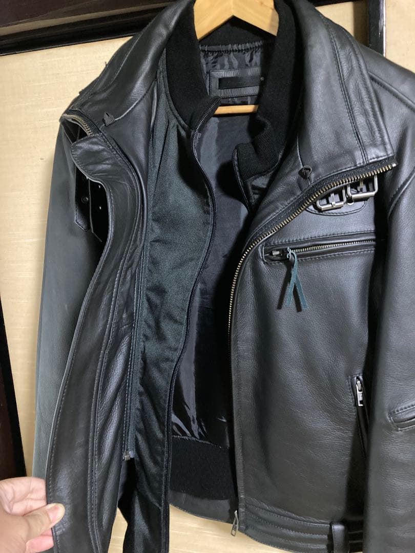 LiugooLeathers 革ジャン レザージャケット 着脱インナー XL