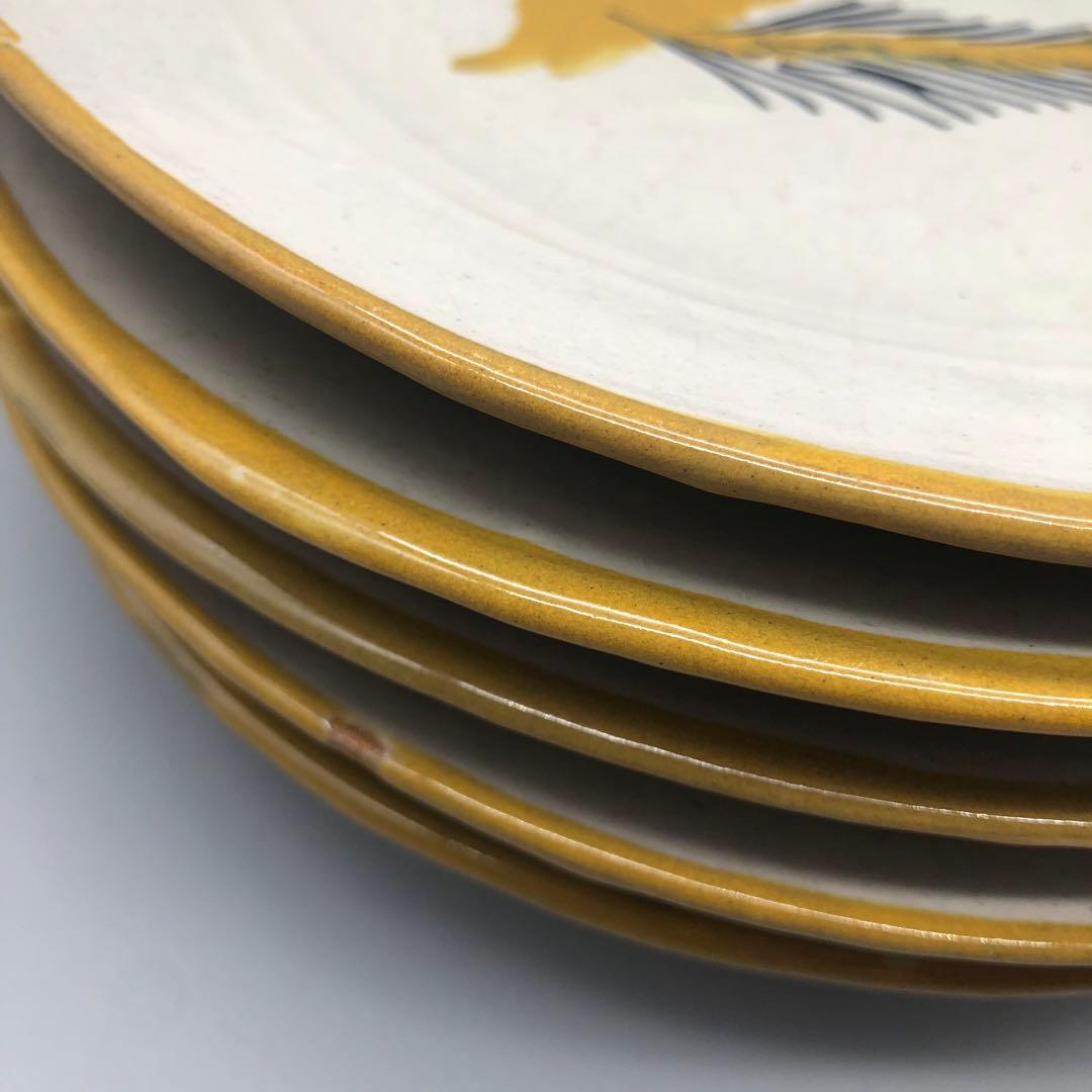 メキシコプエブラタラベラ焼ビンテージ陶器伝統工芸鳥バードお皿プレート24cm5枚