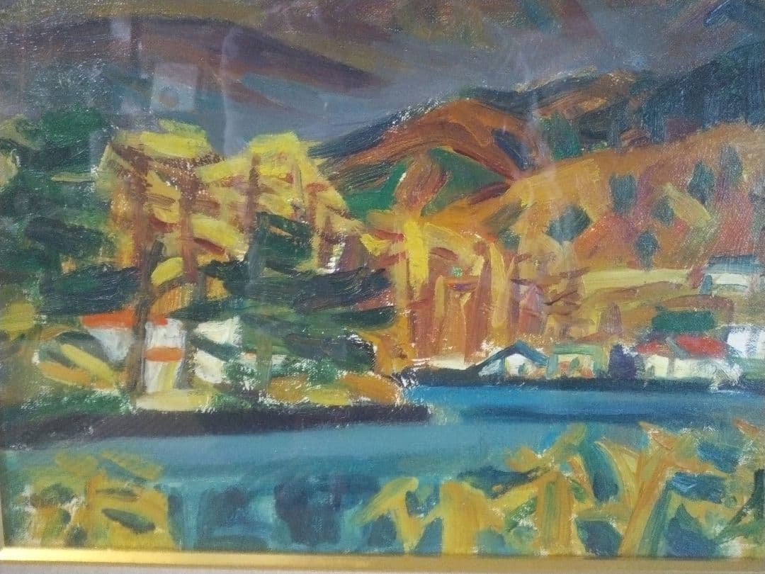 信州 松原湖から八ヶ岳を望む 渡辺啓輔 油彩画