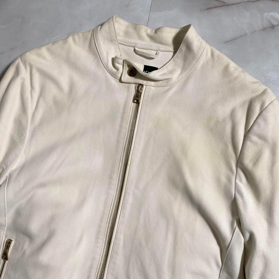 B15938 エンメティ アンドレア ゴートスキン中綿ライダース 白48