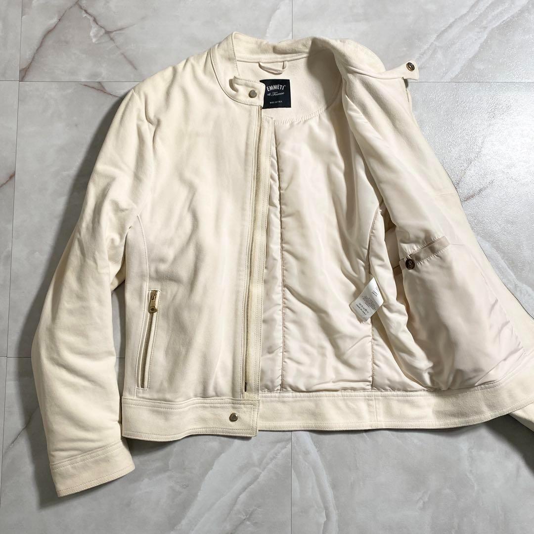 B15938 エンメティ アンドレア ゴートスキン中綿ライダース 白48