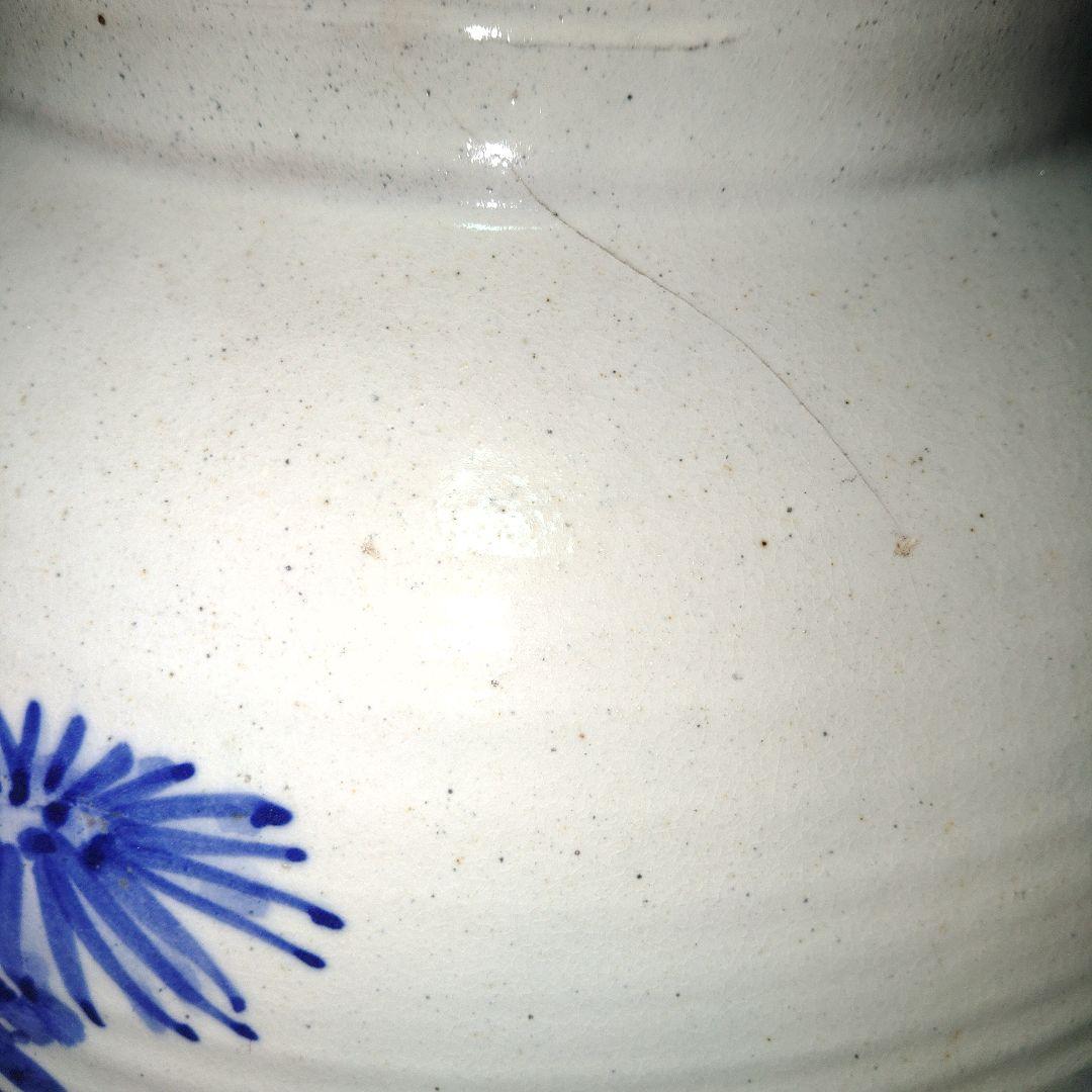 越後豊栄　太丘焼　四君子染付壺　明治美術　骨董品