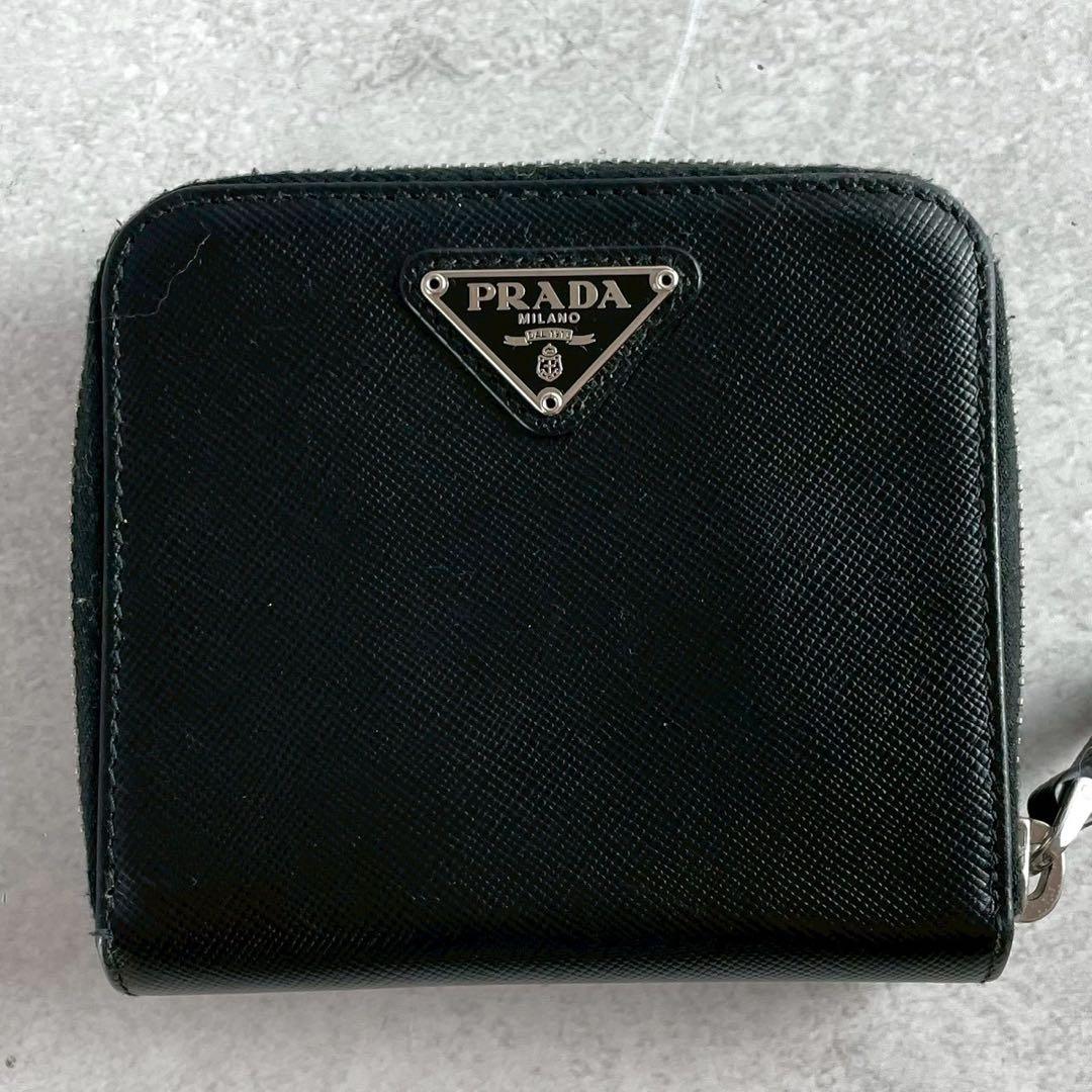 【美品】プラダ ケース 三角ロゴ サフィアーノレザー