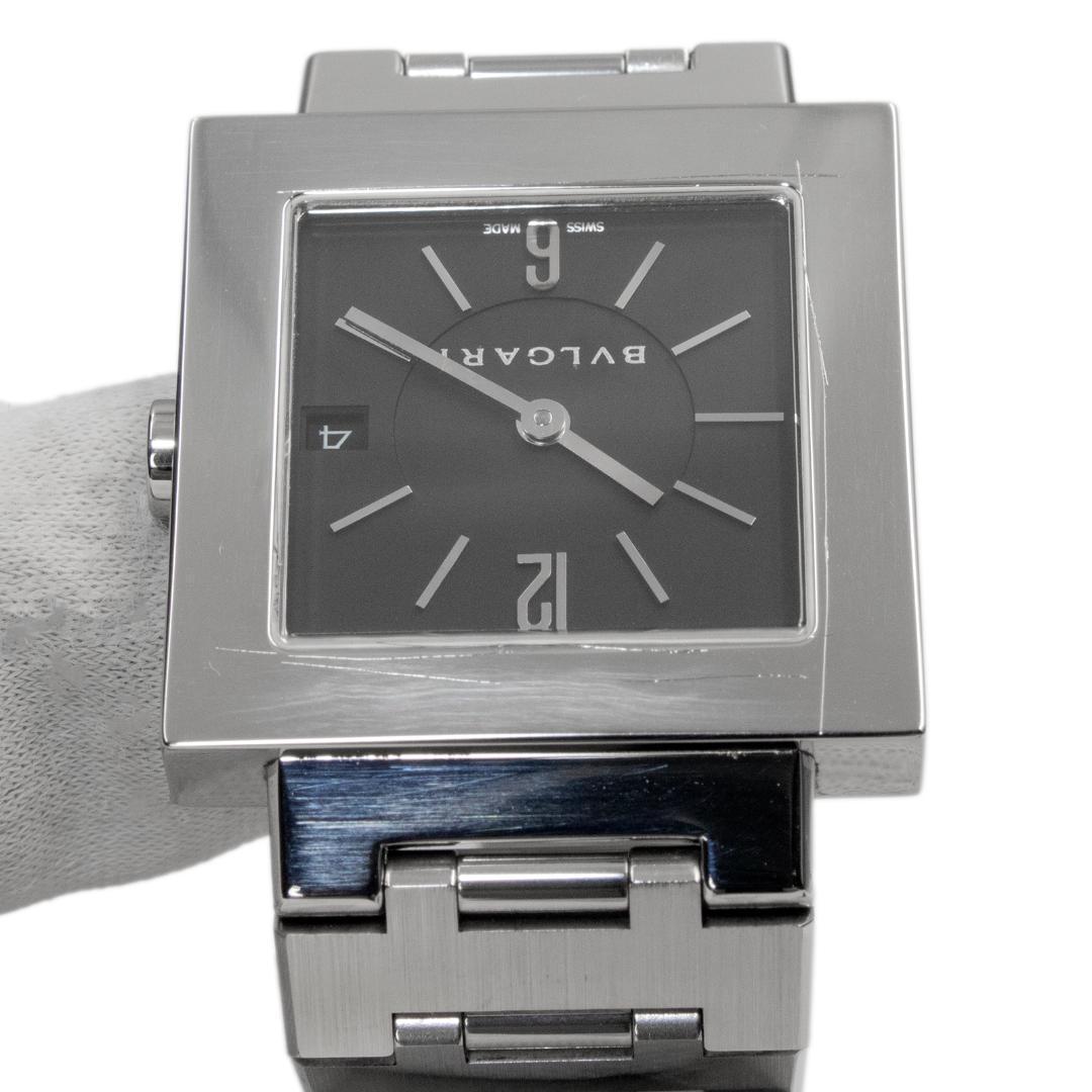 ブルガリ 腕時計 メンズ クアドラード 黒 シルバー スクエア型 シンプル ロゴ