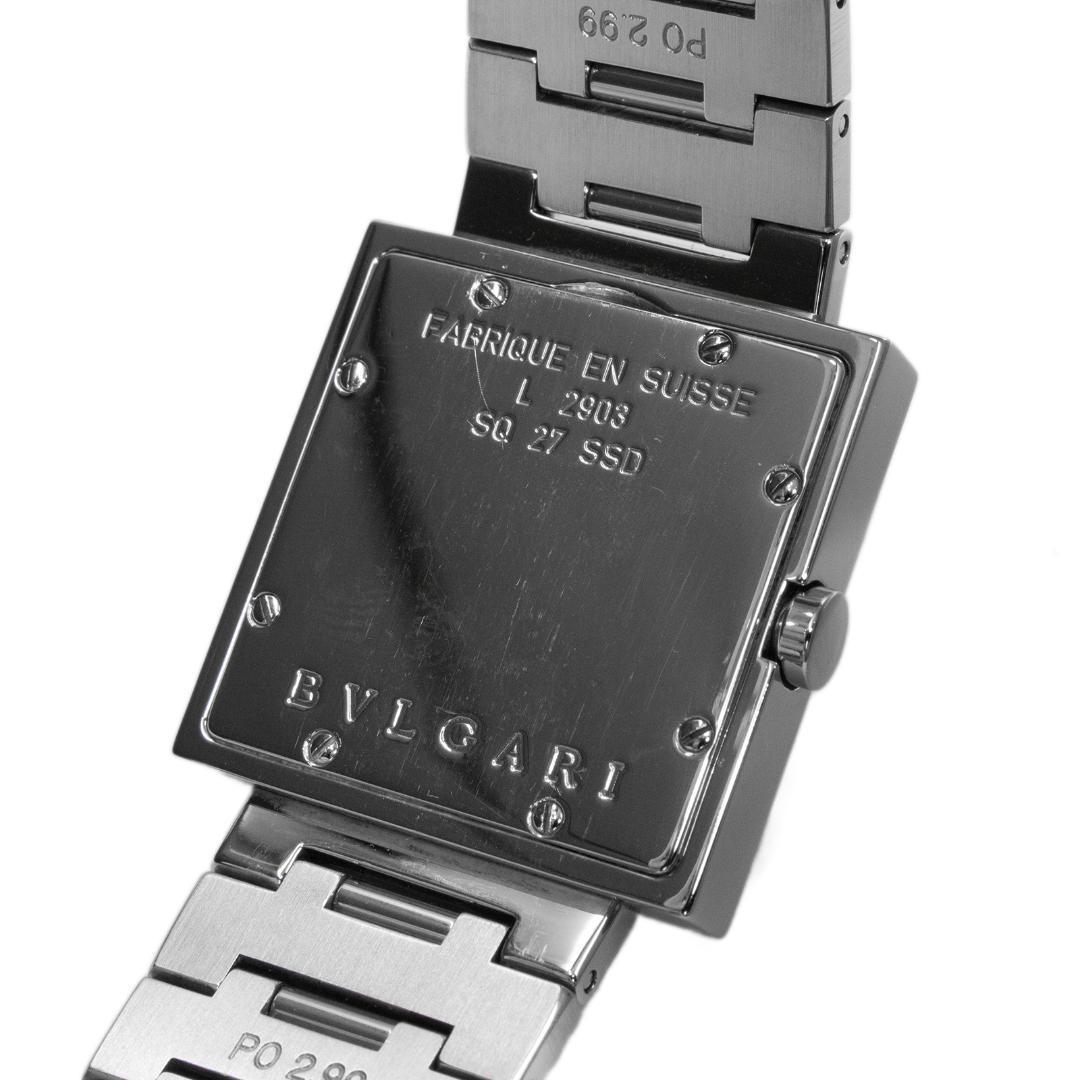 ブルガリ 腕時計 メンズ クアドラード 黒 シルバー スクエア型 シンプル ロゴ