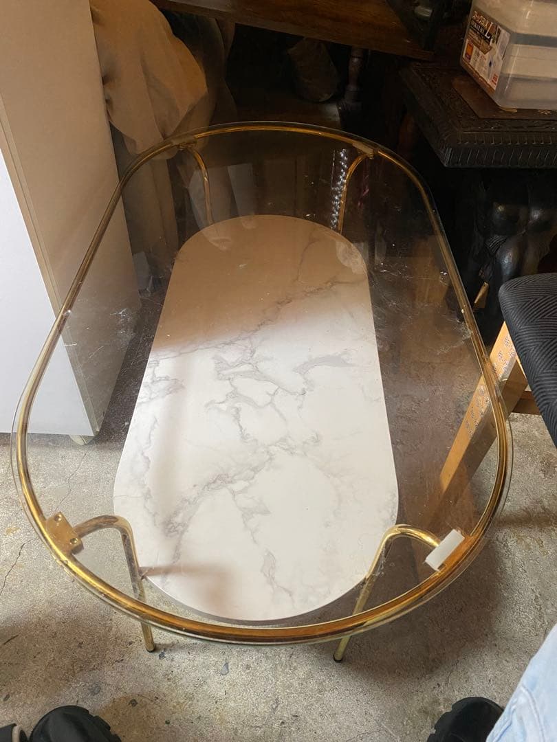 Francfranc 楕円形ガラステーブル