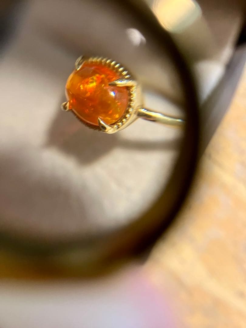 無*き様 K18＊ルシェル＊燃えるようなファイアーオパールリングてす