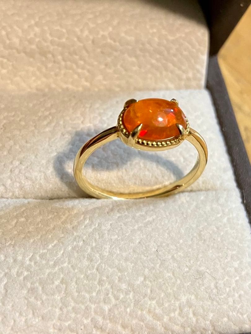 無*き様 K18＊ルシェル＊燃えるようなファイアーオパールリングてす