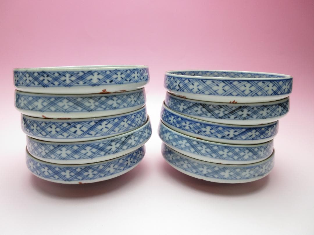 大聖寺伊万里 金彩 色絵 小皿 10客 古伊万里 時代 70707