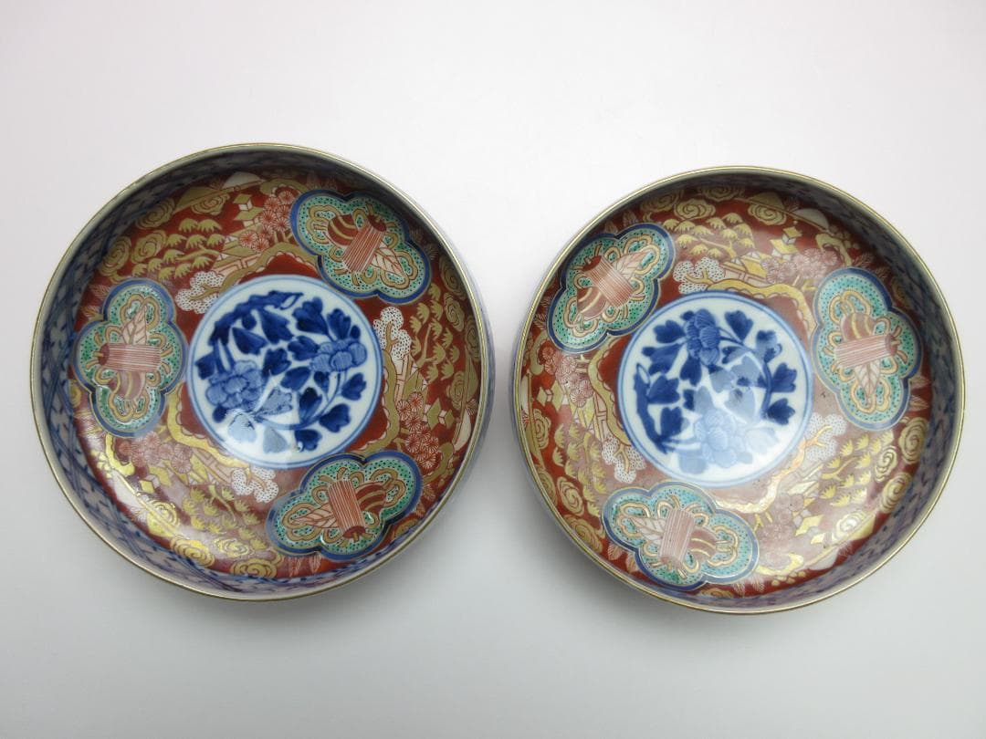 大聖寺伊万里 金彩 色絵 小皿 10客 古伊万里 時代 70707