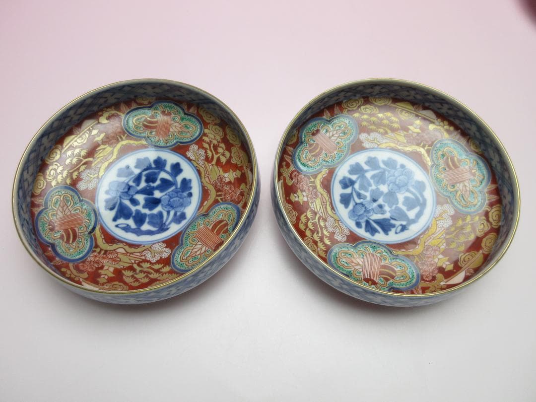 大聖寺伊万里 金彩 色絵 小皿 10客 古伊万里 時代 70707