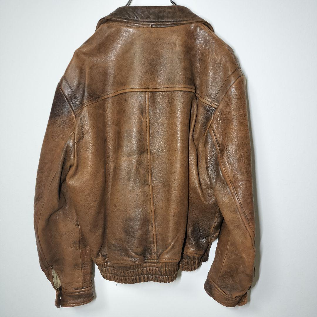 Houston ヒューストン ヴィンテージ フェード ラムレザー ジャケット L