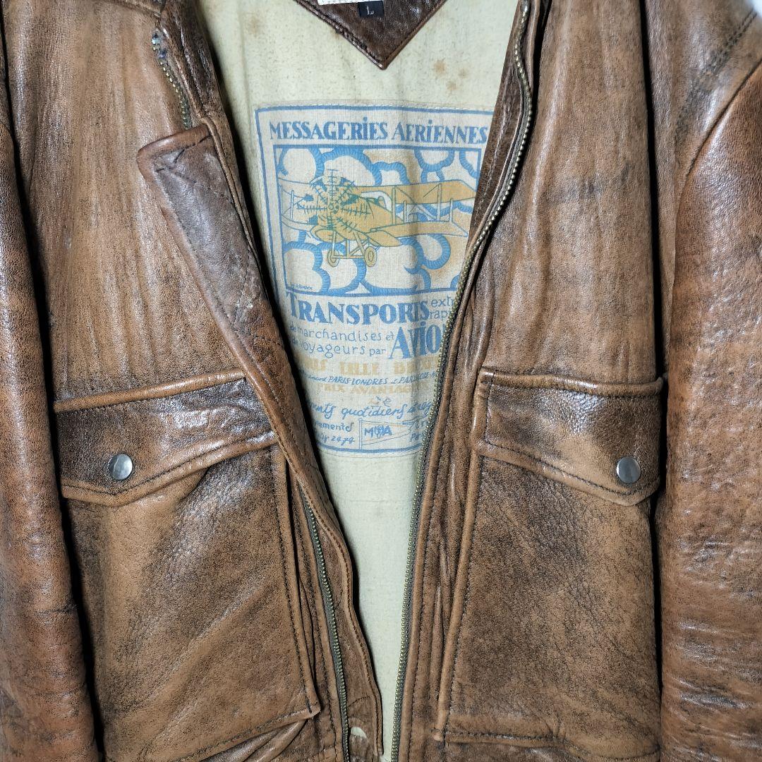 Houston ヒューストン ヴィンテージ フェード ラムレザー ジャケット L