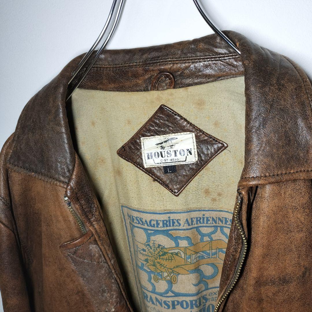 Houston ヒューストン ヴィンテージ フェード ラムレザー ジャケット L