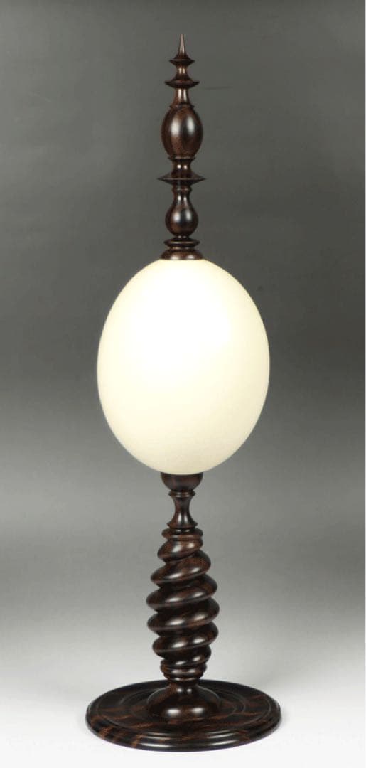 【オストリッチ・エッグ飾り】 黒檀製スタンド　理科系　ダークアカデミア