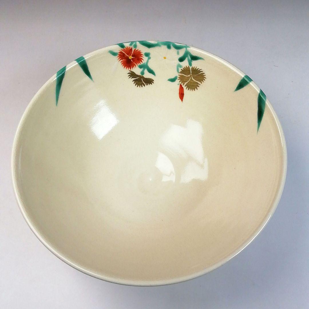 Ｓ８１９　茶碗　『色絵　蛇篭撫子』『平茶碗』『押小路窯　庄左ェ門』　共箱　茶道具