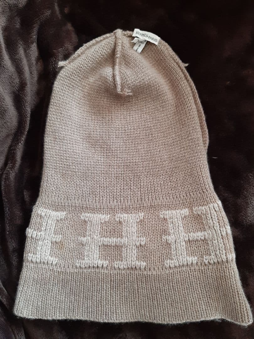 HERMES　エルメス　ニット帽　帽子　ビーニー　カシミヤ　キャップ　ベージュ