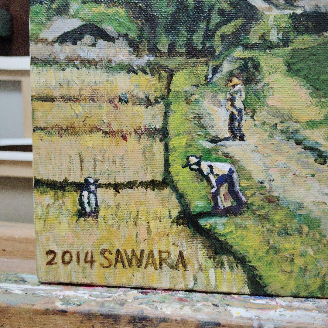 絵画、アクリル画、F6号、早秋の五箇山白川郷　佐原聖春