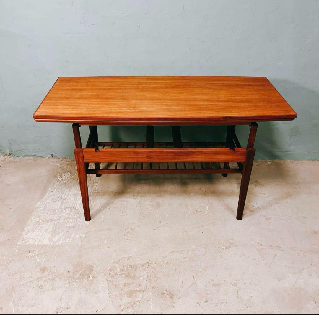 デンマーク　チーク材　エレベーターテーブル　北欧ビンテージ