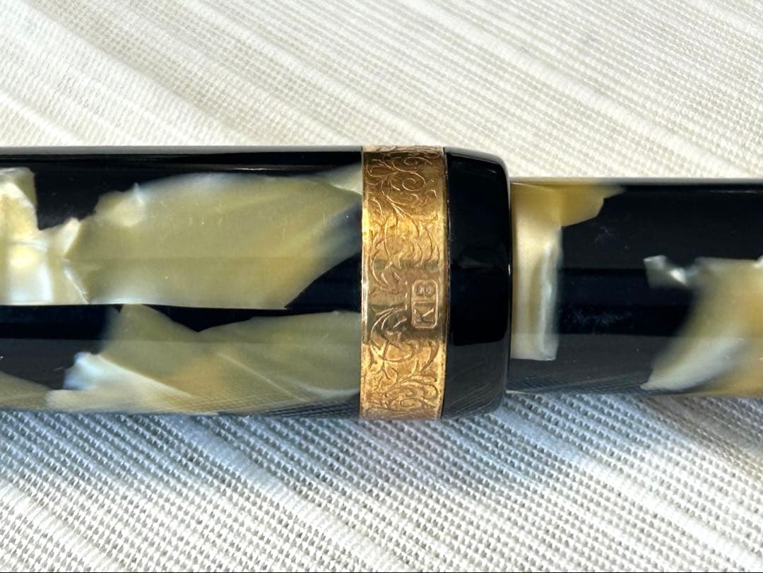 レア ヴィンテージ プラチナ 70周年記念万年筆 セルロイド 石垣柄 インク付き