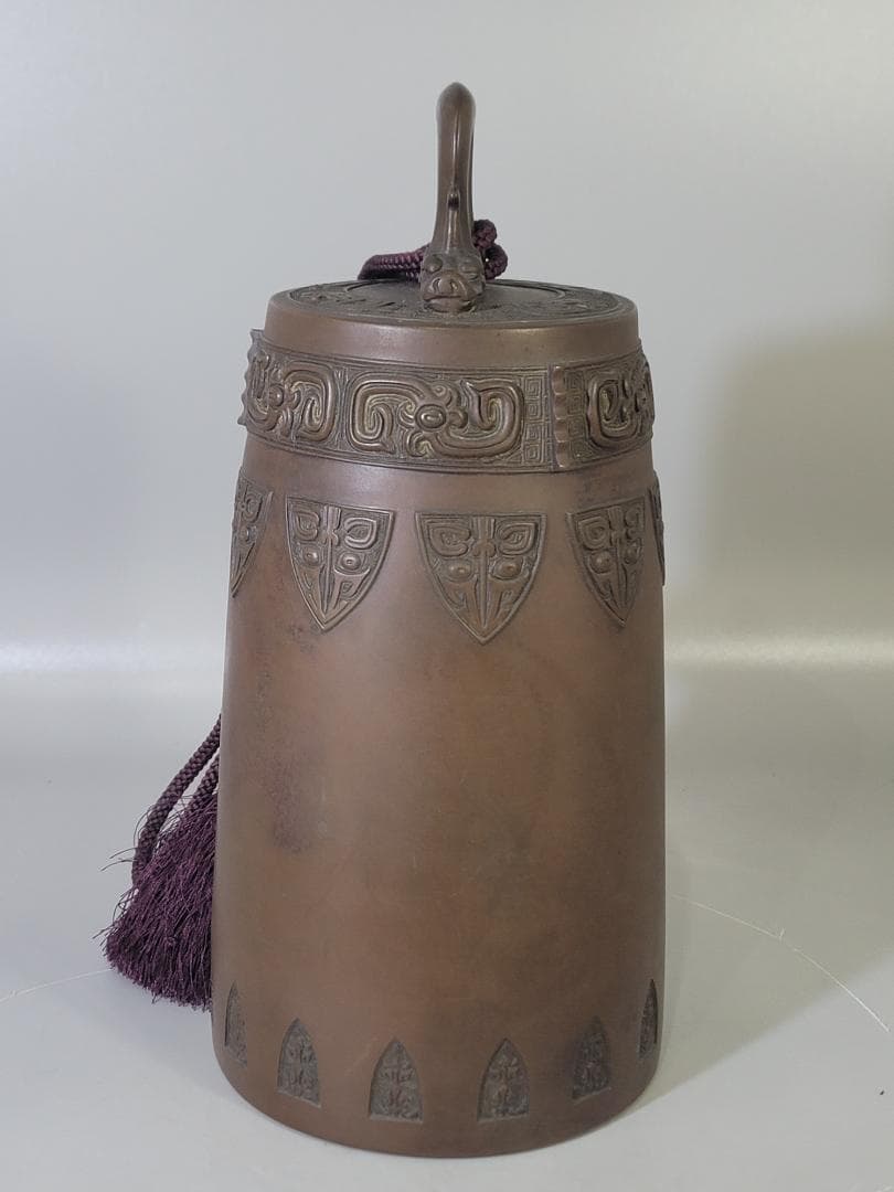 DT710 青銅晩鐘 饕餮紋 吊鐘 蔵六造 共箱