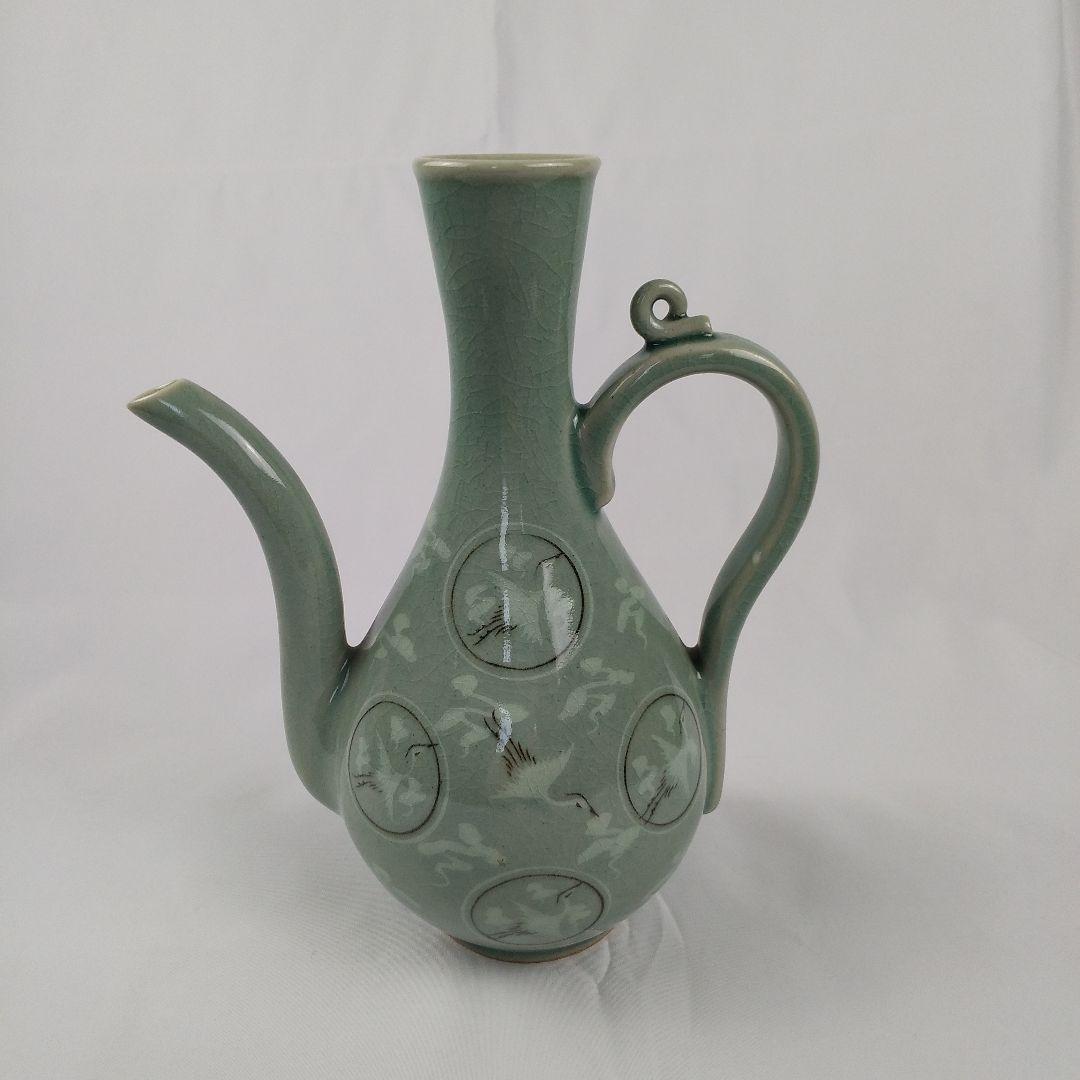 高麗青磁雲鶴文水差し　峯岩作　韓国人間国宝　高麗青磁　韓国美術　高麗美術