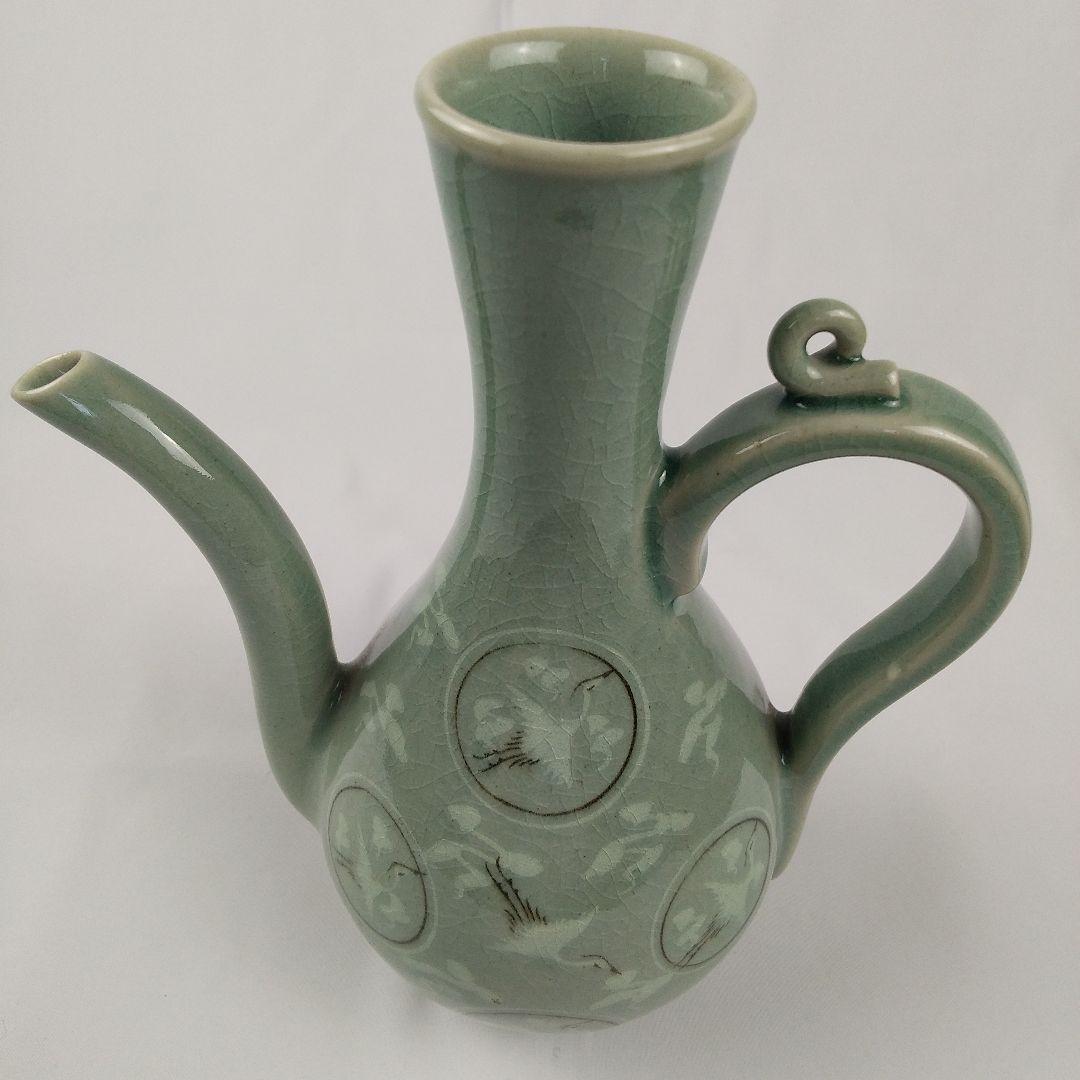 高麗青磁雲鶴文水差し　峯岩作　韓国人間国宝　高麗青磁　韓国美術　高麗美術