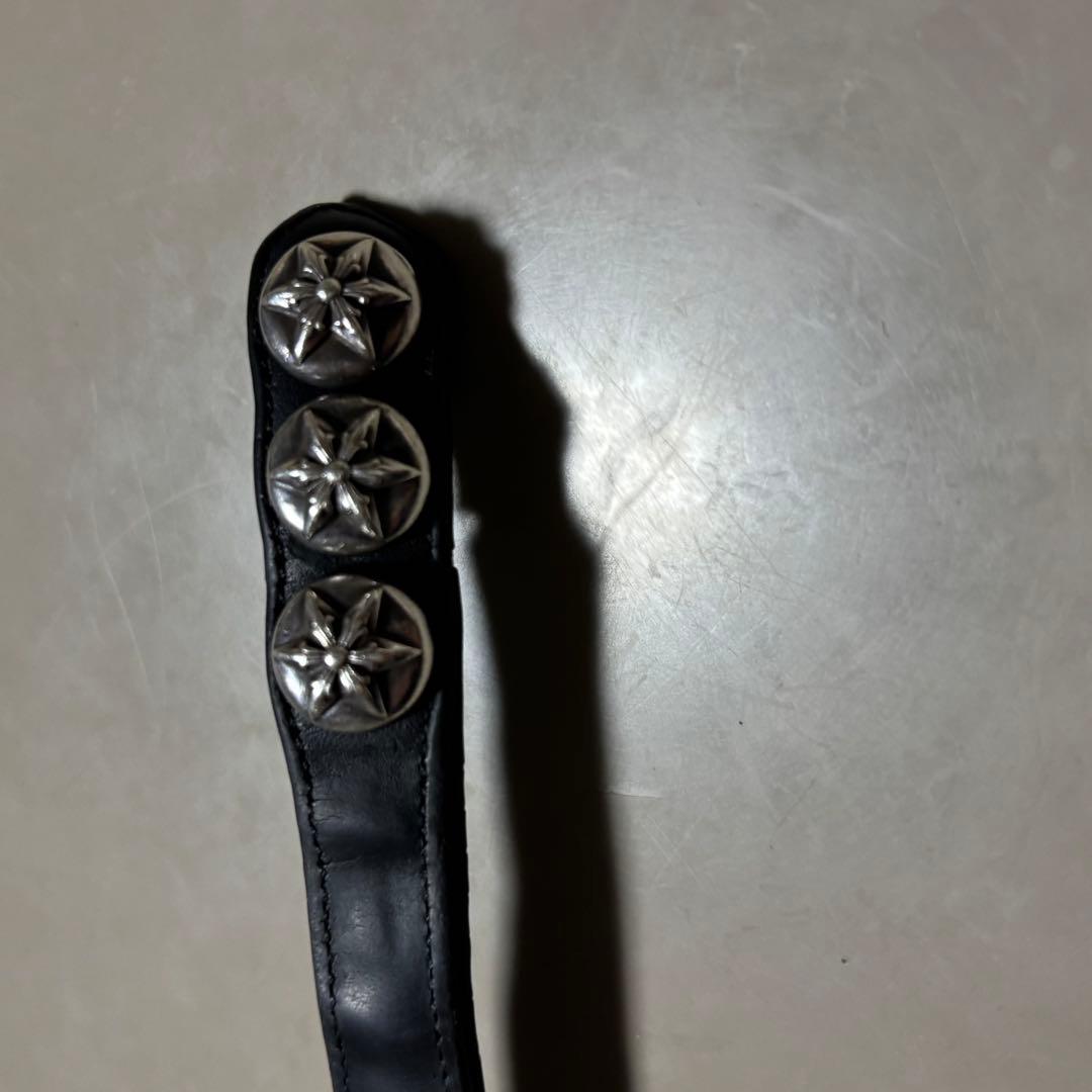 クロムハーツ　レザーブレスレット　正規品　スターボタン