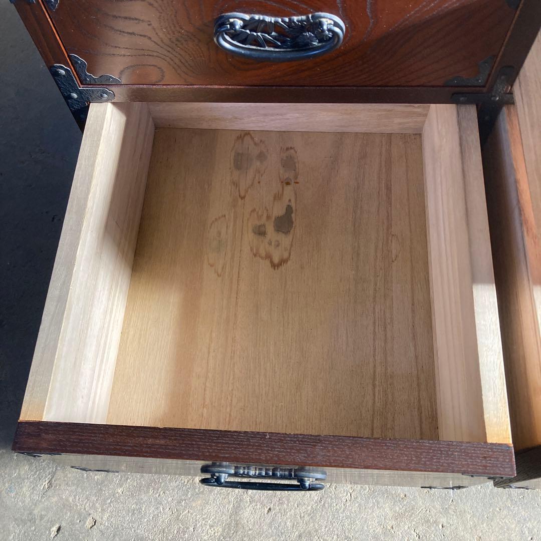 む*ま様 民芸箪笥 内桐 欅 牡丹の装飾金具 ローボード チェスト TVボード