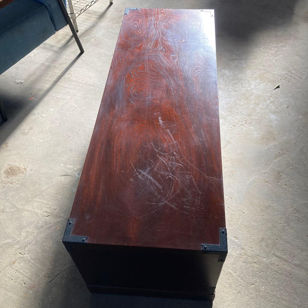 む*ま様 民芸箪笥 内桐 欅 牡丹の装飾金具 ローボード チェスト TVボード