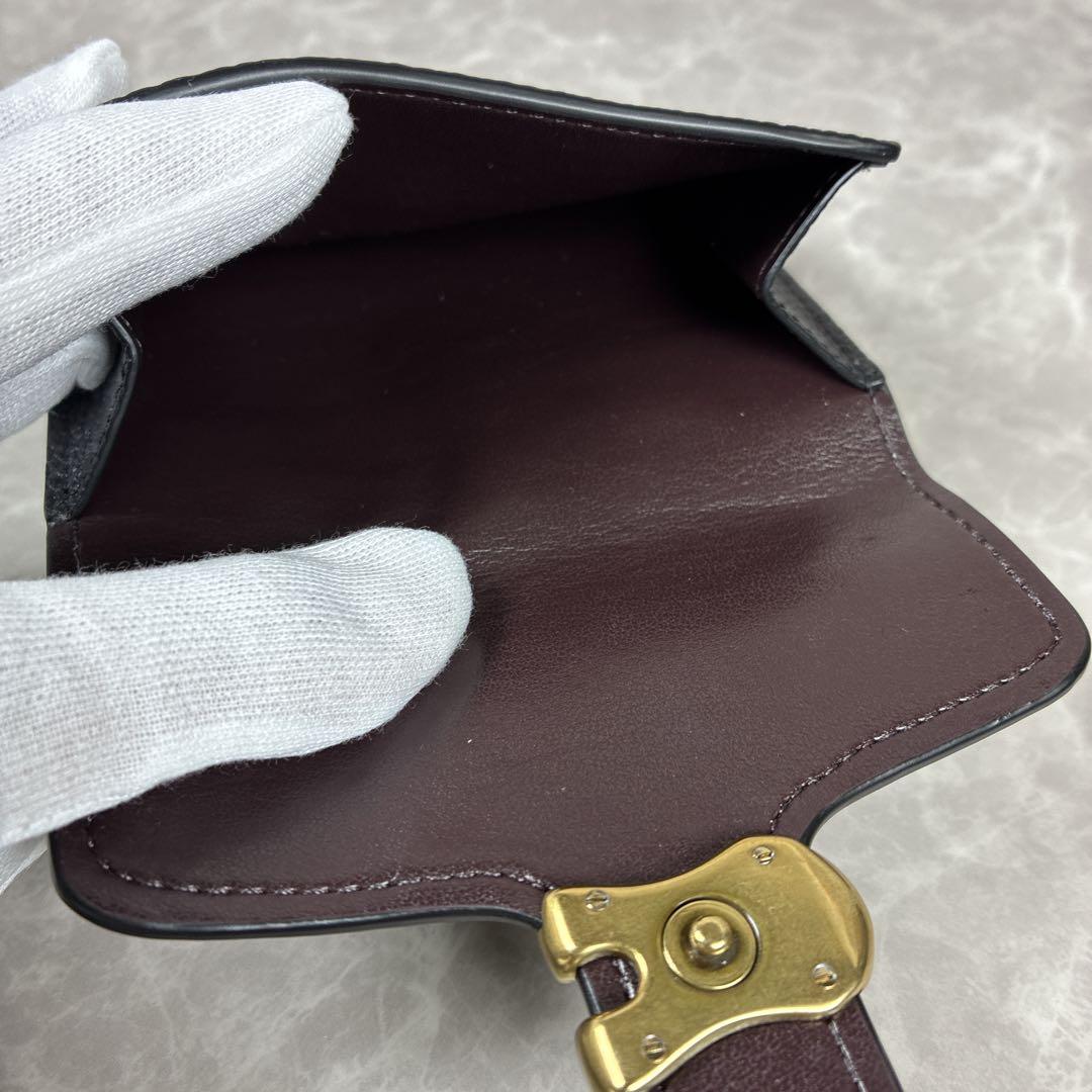 COACH タビースモールウォレット ブラック レザー コンパクト 二つ折り財布