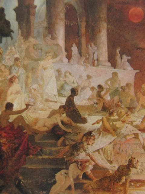 アルフォンス・ミュシャ、ローマの火災を見つめるネロ、希少な画集より