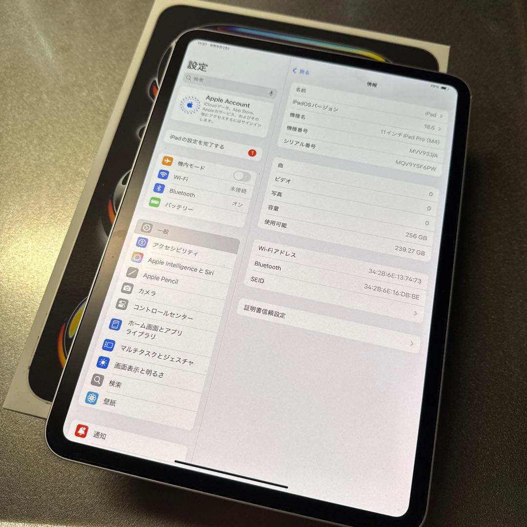iPad Pro M4 11インチ シルバー 256GB