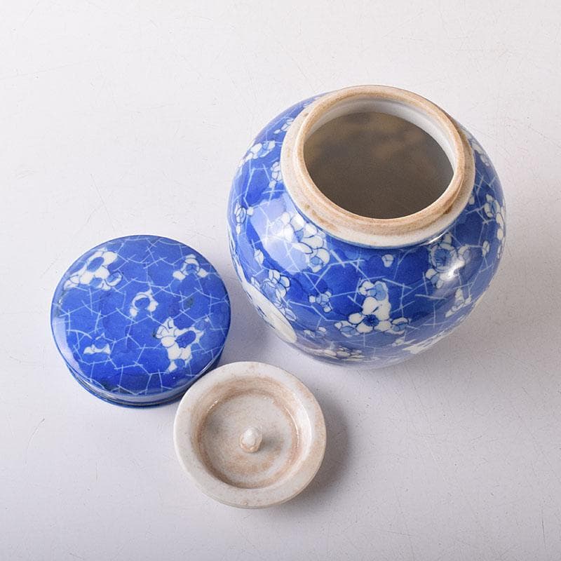 煎茶道具　瀬戸焼　古瀬戸　染付　扇窓絵花文　茶壷　茶心壷　V　R8235